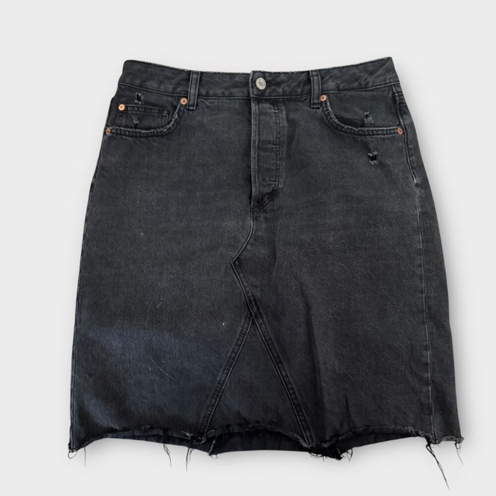 Black Distressed Pencil Skirt - Women's Denim